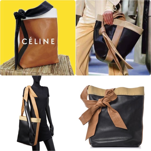 CELINE Runway Band Twisted Cabas Knot Bucket Tote Bag- Phoebe Philo Hobo Bag - Picture 5 of 15